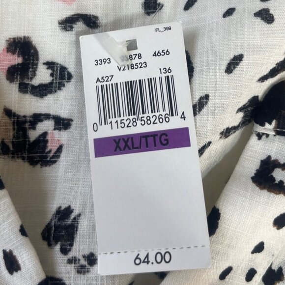 Van Heusen Animal Print Blouse Shirt Womens XXL Black White New 3/4 Sleeves - Picture 9 of 10